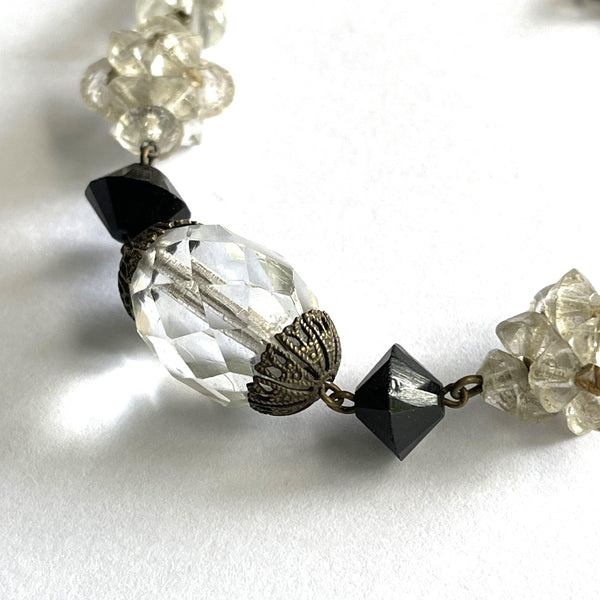 1920's Art Deco Crystal & Black Bead Necklace-Vintageonline-Vintage Online