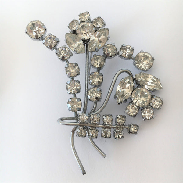 1960's Crystal Diamante Brooch-Vintageonline-Vintage Online