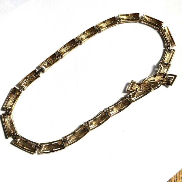 1990's Modernist Gold tone Choker Necklace-Vintageonline-Vintage Online