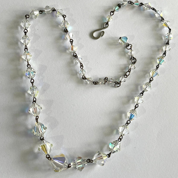 50's Vintage Aurora Borealis Crystal Bead Necklace-Vintageonline-Vintage Online