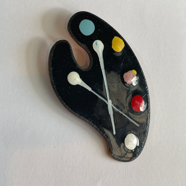 60's Enamelled Artist Palette Brooch-Vintageonline-Vintage Online