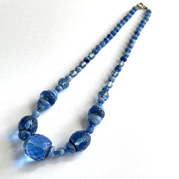 Art Deco Blue Czech Crystal Art Deco Necklace-Vintageonline.-Vintage Online