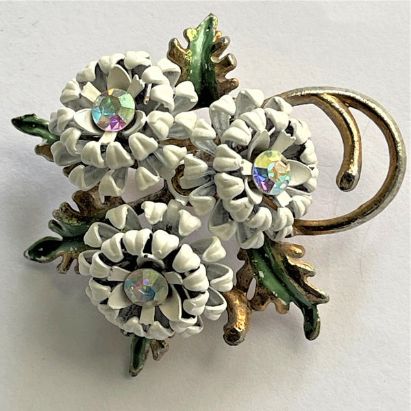 Enamelled AB Rhinestone 1950's Vintage Brooch-Vintageonline-Vintage Online