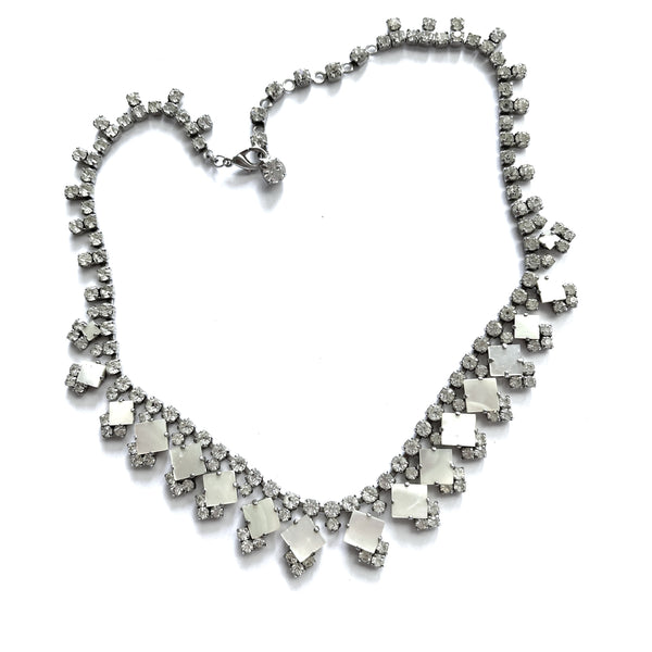 Mother of Pearl & Rhinestone Vintage Necklace