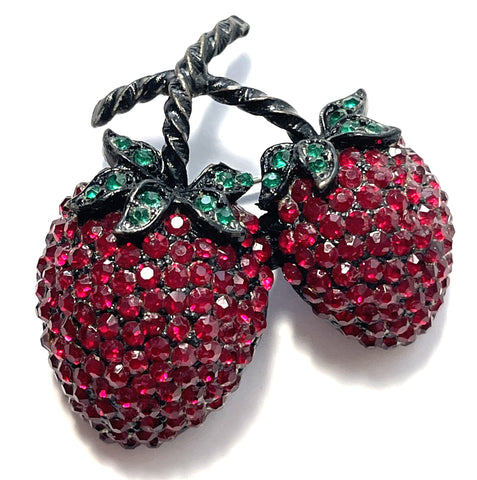 Weiss USA Vintage 60's Signed Strawberry Rhinestone Brooch