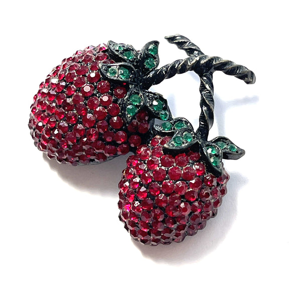 Weiss USA Vintage 60's Signed Strawberry Rhinestone Brooch