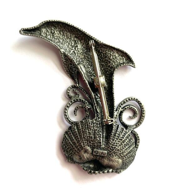 JJ Jonette Signed Dolphin Brooch USA-JJ Jonette Jewellery Company USA-Vintage Online