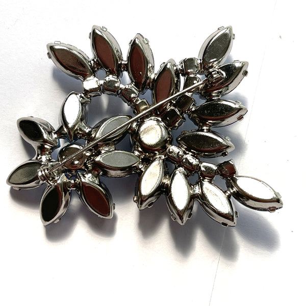 Pale Blue Vintage Rhinestone & Aurora Borealis Stone Vintage Brooch-Vintageonline-Vintage Online