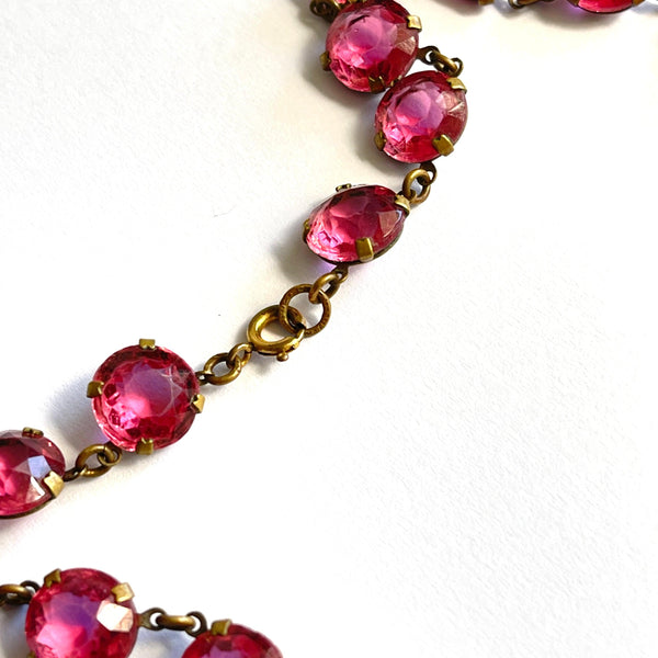 Pink Art Deco Riviere Glass 1920's Necklace-Vintageonline-Vintage Online