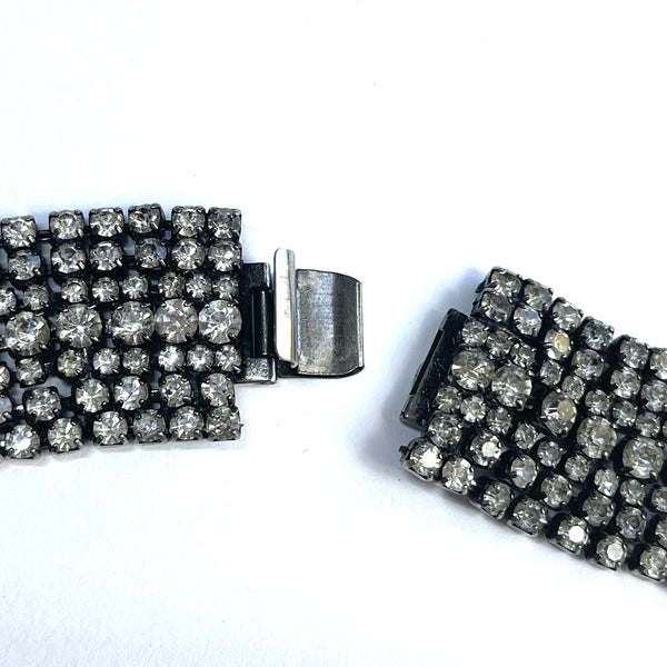 Rhinestone Gun Metal Vintage 60's Choker-Vintageonline-Vintage Online