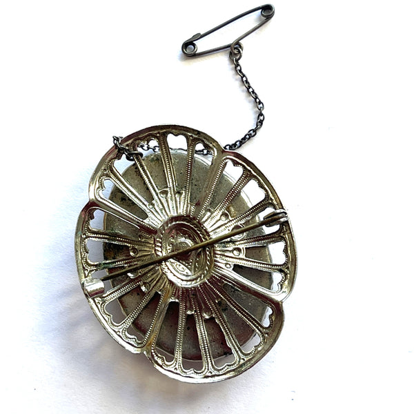 Romantic Rococco Scene Brooch 1960's-Vintageonline-Vintage Online