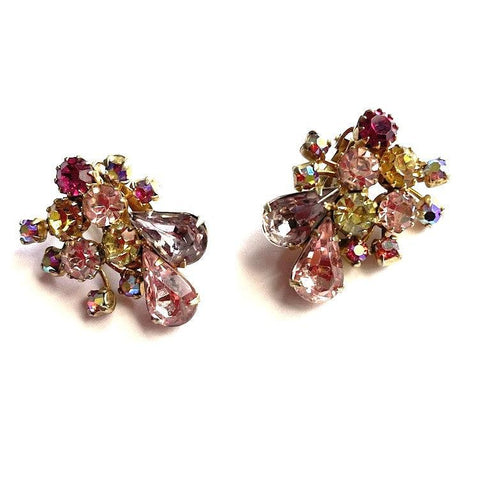 WEISS USA Vintage 1960's Rhinestone Earrings-Weiss USA-Vintage Online