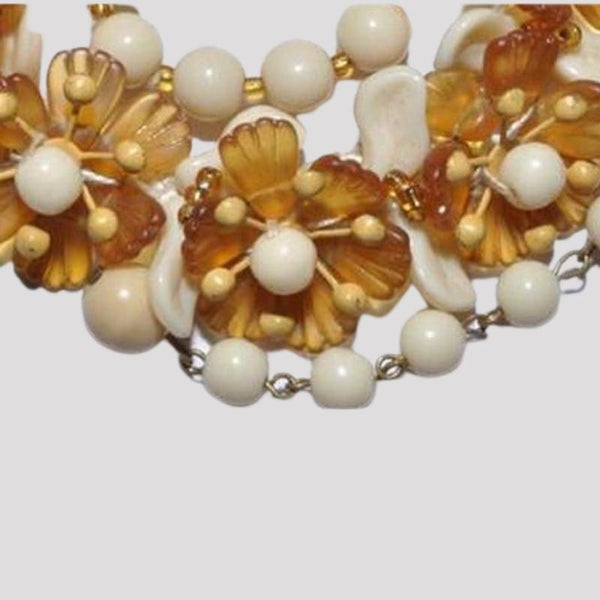 1950's Glass Bead Floral Necklace-Germany-Vintageonline-Vintage Online