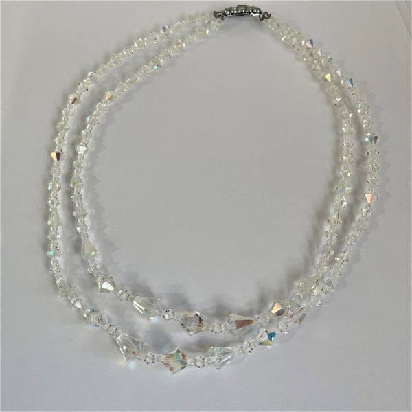 AB Crystal Faceted Vintage Bead Necklace Double Strand-Vintageonline-Vintage Online