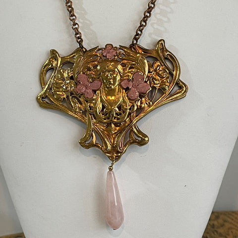 Arts & Crafts Design Pendant Gold Plated-Jess Lelong-Vintage Online