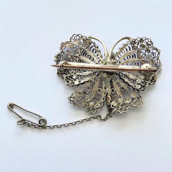 Butterfly Silver Filigree Mid Century Brooch-Vintage Online-Vintage Online