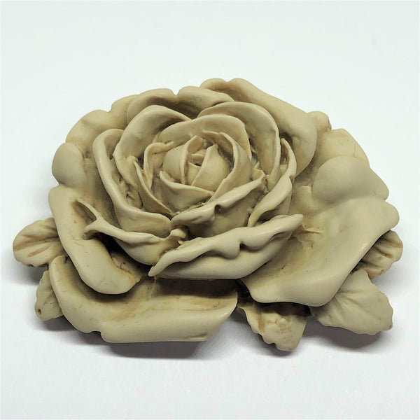 Carved Cabbage Rose Brooch-Vintage Online-Vintage Online