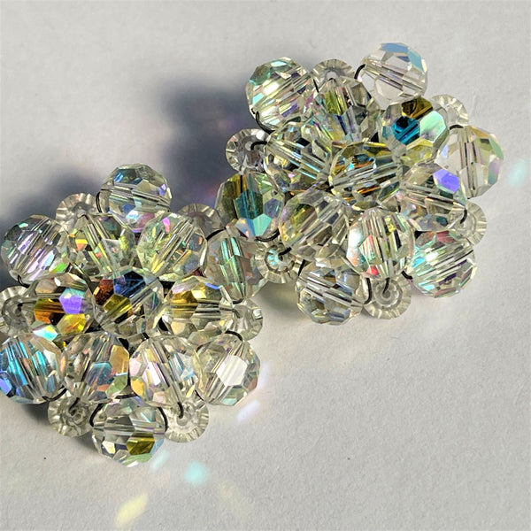 Crystal Aurora Borealis Vintage Earrings-Vintageonline-Vintage Online