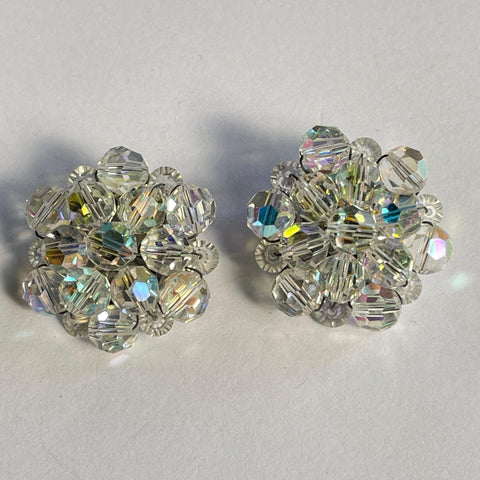 Crystal Aurora Borealis Vintage Earrings-Vintageonline-Vintage Online