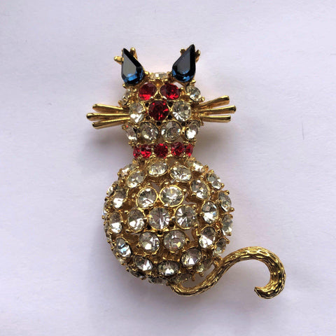 Diamante Cat Brooch Vintageonline