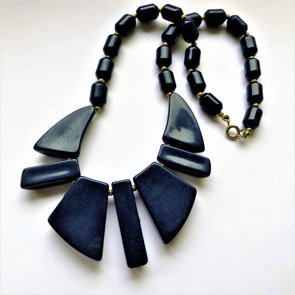 French Navy Vintage Mid Century Necklace & Matching Earrings-Vintage Online-Vintage Online
