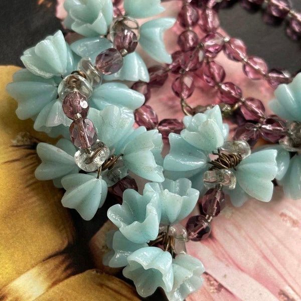 Glass Floral Bead Vintage Necklace-Vintage Online-Vintage Online