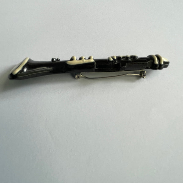 Retro Clarinet Musical Instrument Wooden Brooch-Vintageonline-Vintage Online
