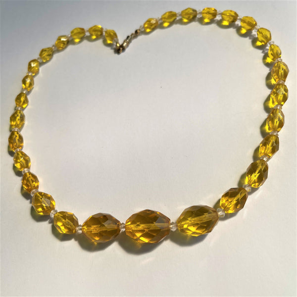 Yellow Crystal 1950 Bead Necklace-Vintageonline-Vintage Online