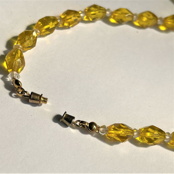 Yellow Crystal 1950 Bead Necklace-Vintageonline-Vintage Online