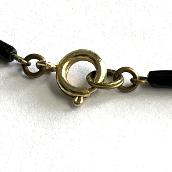1920's Art Deco Crystal & Black Bead Necklace-Vintageonline-Vintage Online