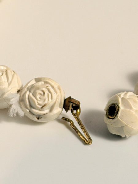 1930's-1940's Celluloid Rosebud Necklace & Bracelet Set-Vintageonline-Vintage Online