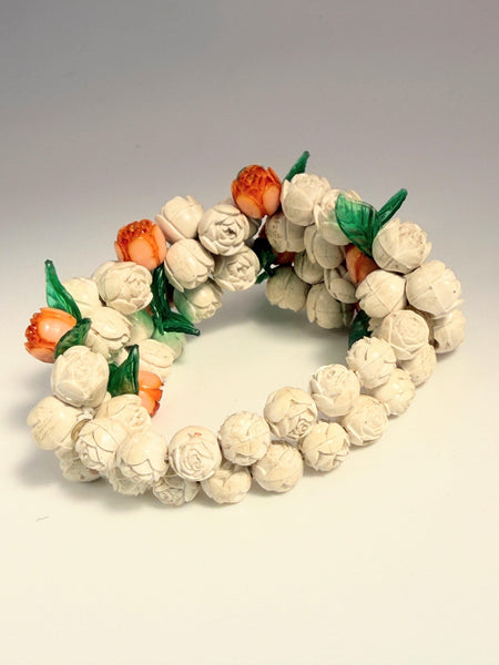 1930's-1940's Celluloid Rosebud Necklace & Bracelet Set-Vintageonline-Vintage Online