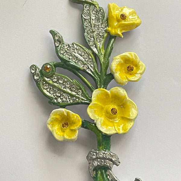 1930's Yellow Flowers Pot Metal Brooch-Vintageonline-Vintage Online