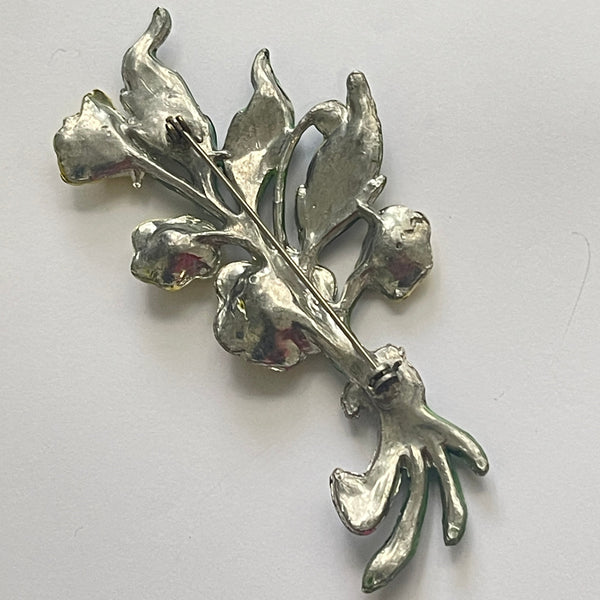 1930's Yellow Flowers Pot Metal Brooch-Vintageonline-Vintage Online