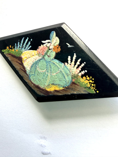 1940's Crinoline Hand Painted 1940's Vintage Brooch-Vintageonline-Vintage Online