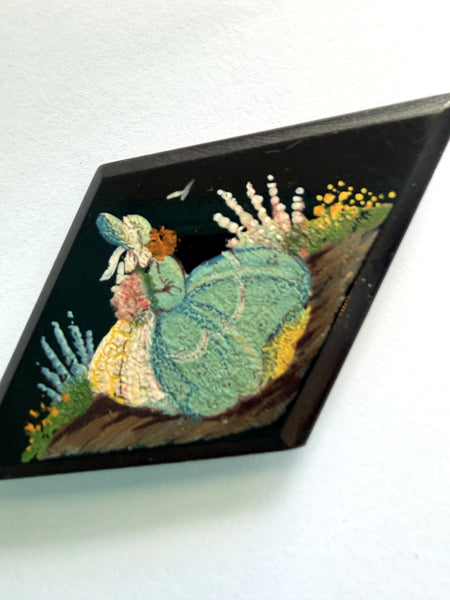 1940's Crinoline Hand Painted 1940's Vintage Brooch-Vintageonline-Vintage Online