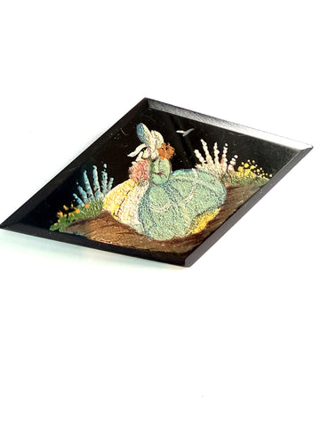 1940's Crinoline Hand Painted 1940's Vintage Brooch-Vintageonline-Vintage Online