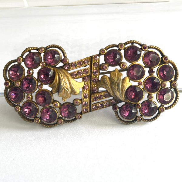 1940's Duette Style Purple Rhinestone Vintage Brooch-Vintageonline-Vintage Online