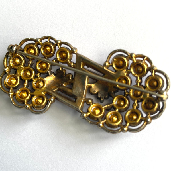 1940's Duette Style Purple Rhinestone Vintage Brooch-Vintageonline-Vintage Online