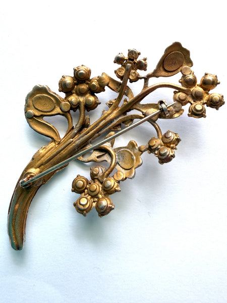 1940's Enamel Rhinestone Brooch-Vintageonline-Vintage Online