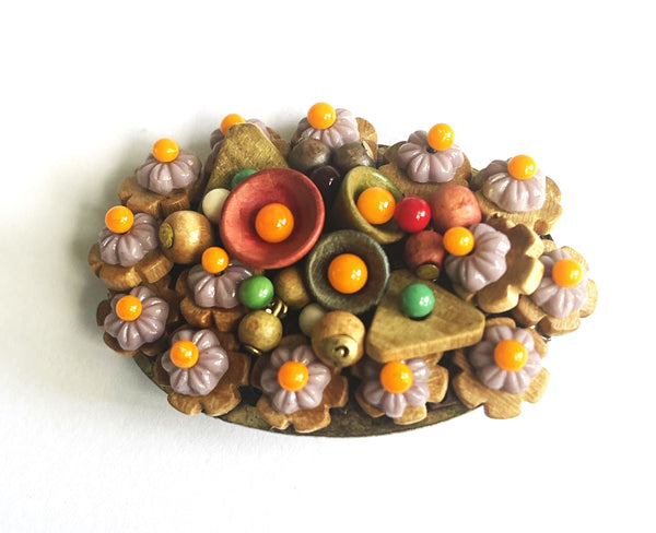 1940's Hand Made Wooden Brooch-Vintageonline-Vintage Online