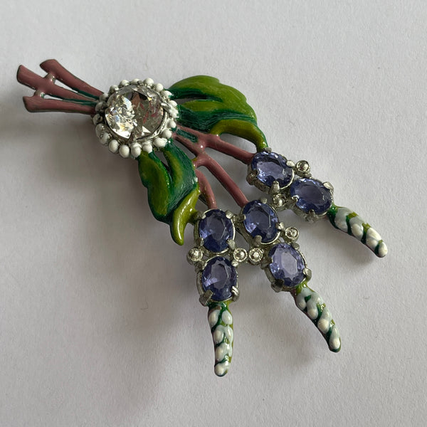 1940's Pot Metal Enamelled Floral Brooch-Vintageonline-Vintage Online