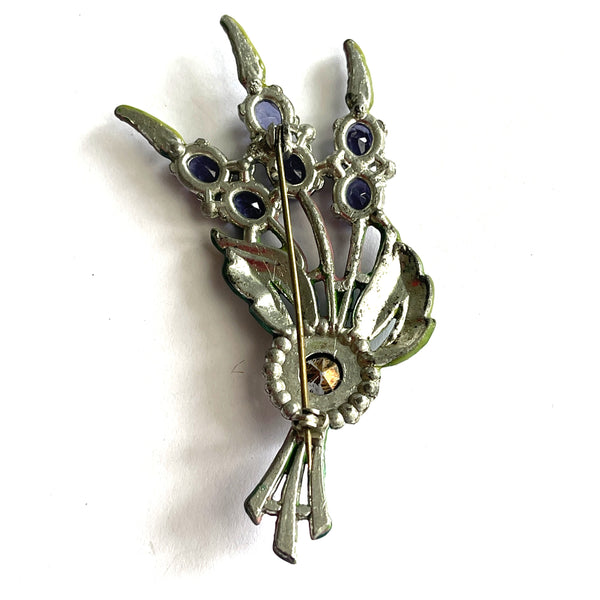 1940's Pot Metal Enamelled Floral Brooch-Vintageonline-Vintage Online