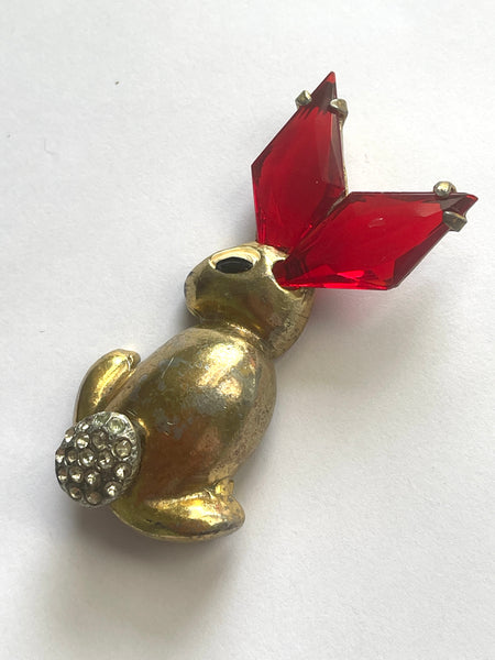 1940's Retro Bunny Figural Brooch-H Pomerantz Co. New York-Vintage Online