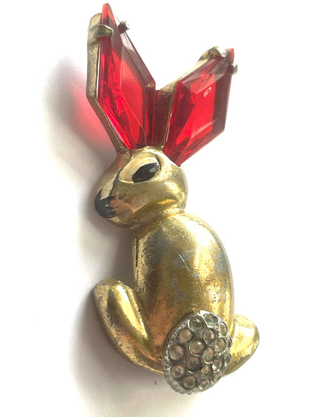 1940's Retro Bunny Figural Brooch-H Pomerantz Co. New York-Vintage Online