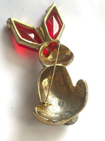 1940's Retro Bunny Figural Brooch-H Pomerantz Co. New York-Vintage Online