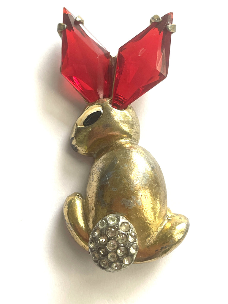 1940's Retro Bunny Figural Brooch-H Pomerantz Co. New York-Vintage Online