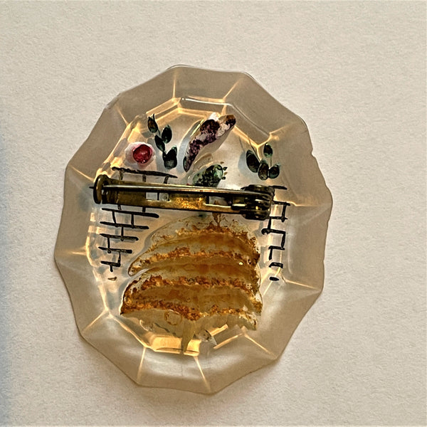 1940's Reverse Carved Lucite Crinoline Lady Brooch-Vintageonline-Vintage Online