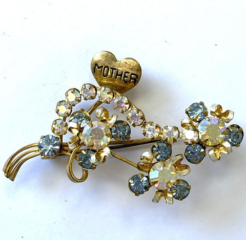 1950's Aurora Borealis Mother Brooch-Vintageonline-Vintage Online