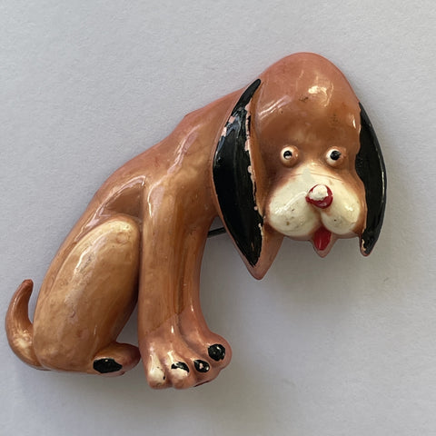 1950's Hound Dog Plastic Brooch-Vintageonline-Vintage Online